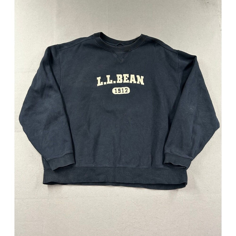L.L Bean 1912 Mens Blue Cotton Blend Fleece Crewneck Pullover Sweatshirt XXL